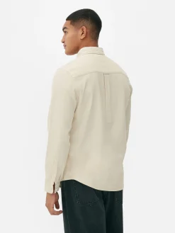 Primark Camisas^Camisa Sarja Algodão Manga Comprida