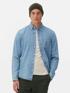 Primark Camisas^Camisa Sarja Algodão Manga Comprida