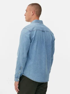 Primark Camisas^Camisa Sarja Algodão Manga Comprida