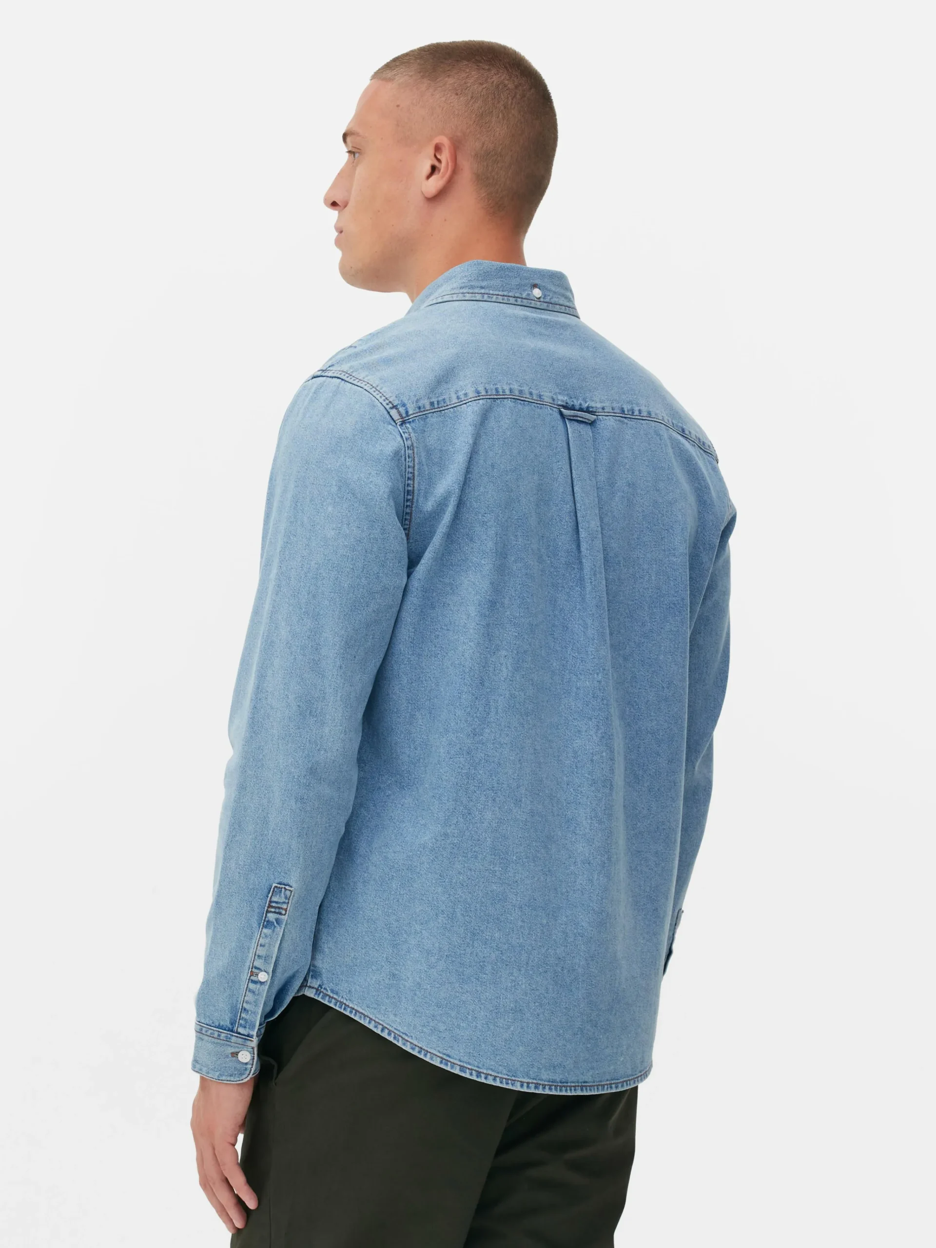 Primark Camisas^Camisa Sarja Algodão Manga Comprida