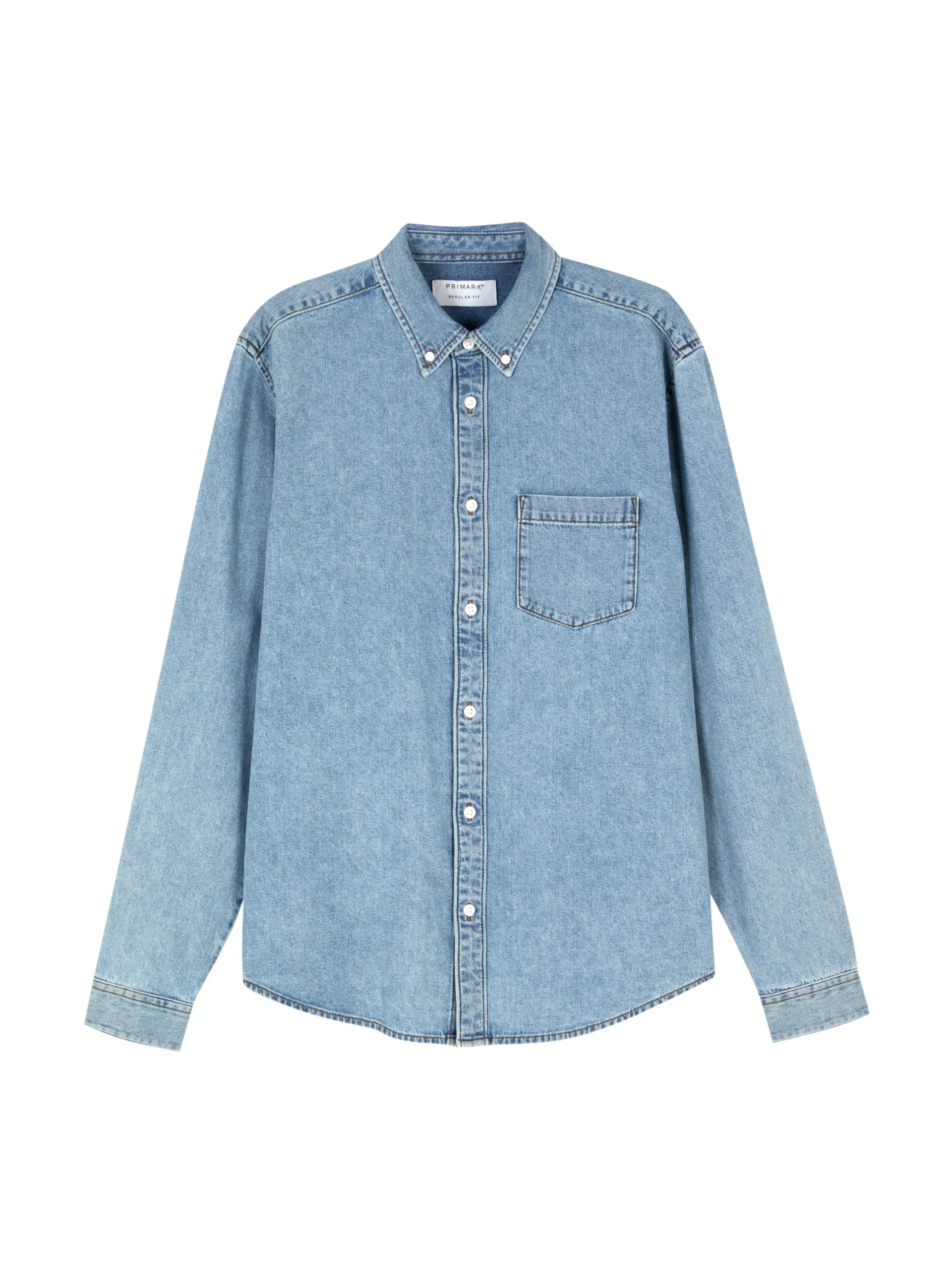 Primark Camisas^Camisa Sarja Algodão Manga Comprida