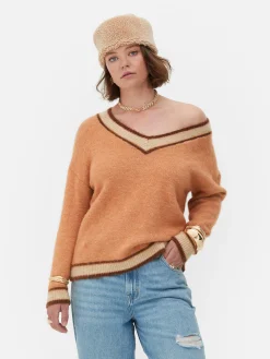 MULHER Primark Agasalhos Inverno|Camisolas E Casacos De Malha^Camisola Malha Decote V Estilo Vintage Rita Ora