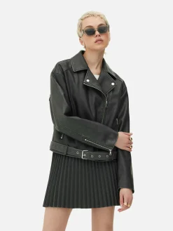 MULHER Primark Casacos E Blusões^Casaco Estilo Motard Imitação Pele Desgastado