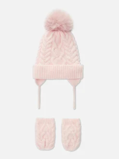 Primark Chapéus E Luvas^Conjunto Gorro/luvas S/dedos Malha Entrançada