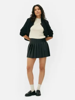 MULHER Primark Saias^Minissaia Plissada Imitação Pele