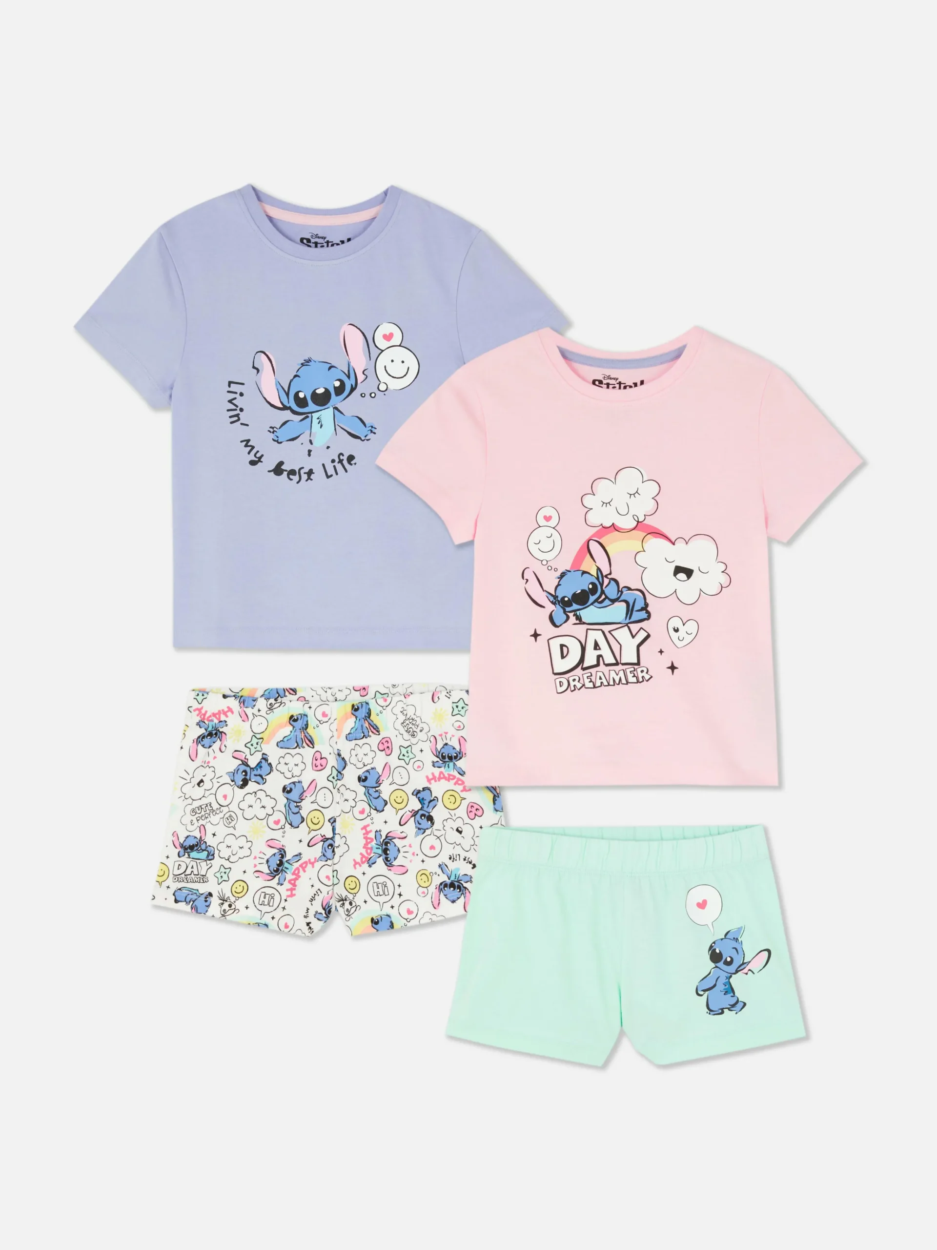 Primark Pijamas E Roupa De Dormir^Pack 2 Pijamas Calções Disney Lilo & Stitch
