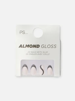 Primark Unhas Postiças^Unhas Postiças Amêndoa Ponta Contrastante Brilho PS...