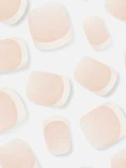 Primark Unhas Postiças^Unhas Postiças Brilho Ponta Francesa Quadrada PS...