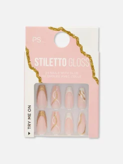 Primark Unhas Postiças^Unhas Postiças Stiletto Brilho Espirais PS...